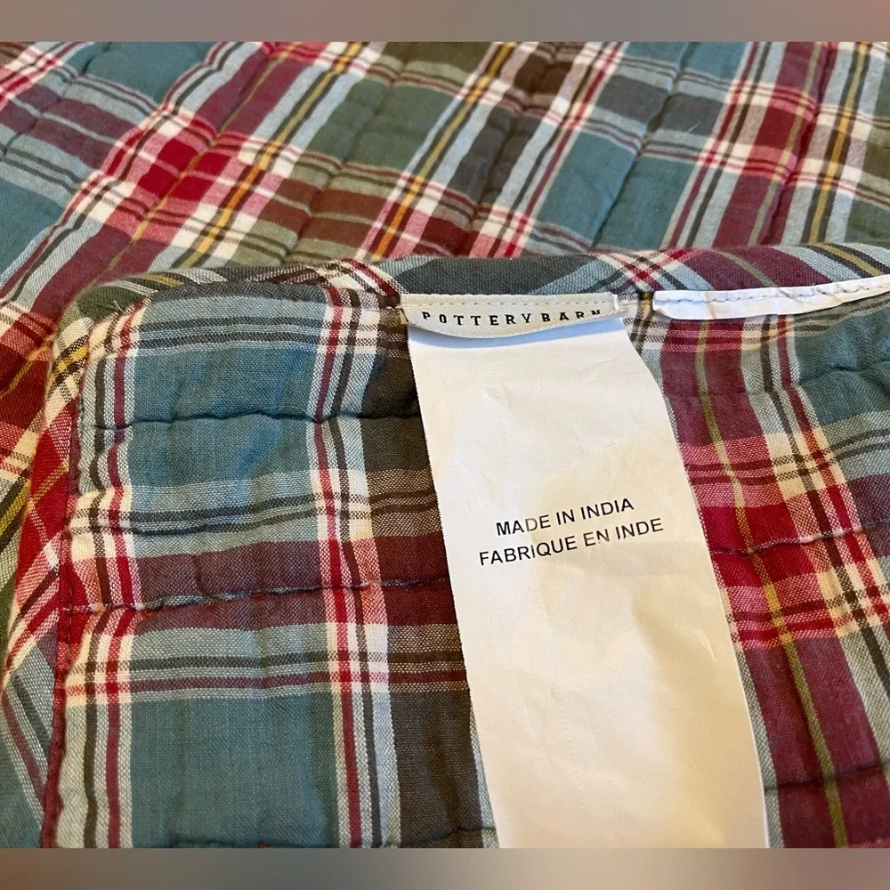 RARE Pottery Barn Vintage Log Cabin Christmas Patchwork Quilt Set- F/Q Multi